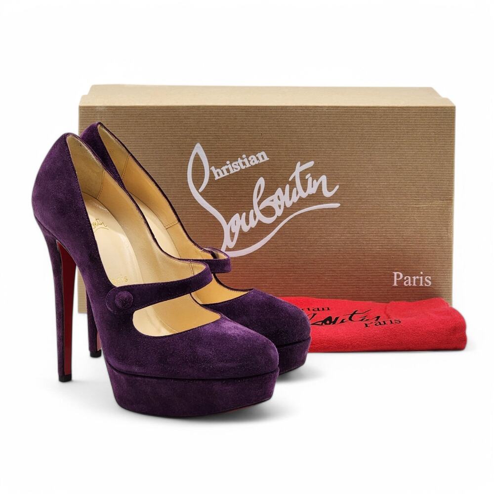 Christian Louboutin Relika Mary Janes Pumps 140 - Suede - Eggplant 36.5 6US $750